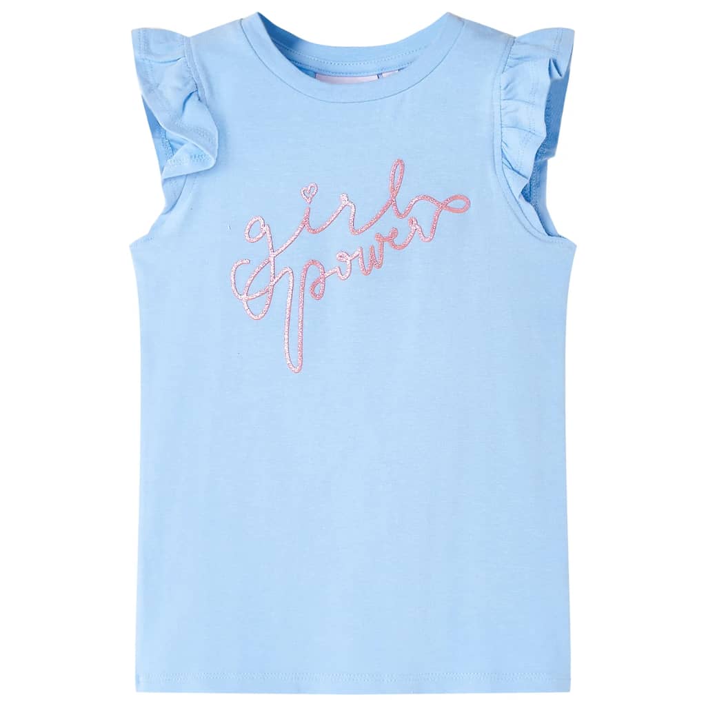 Kids' T-shirt with Ruffle Sleeves Light Blue 140