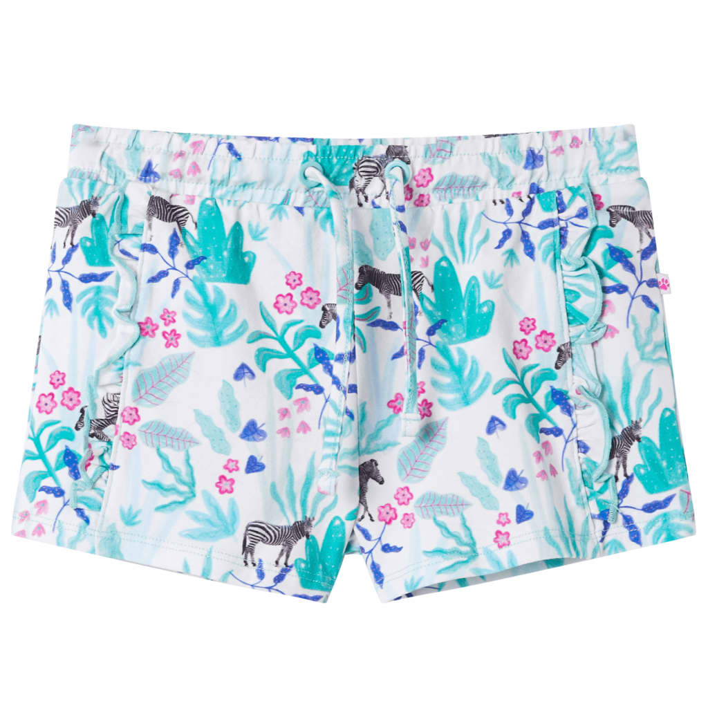 Kids' Shorts with Drawstring Ecru and Dark Mint 92