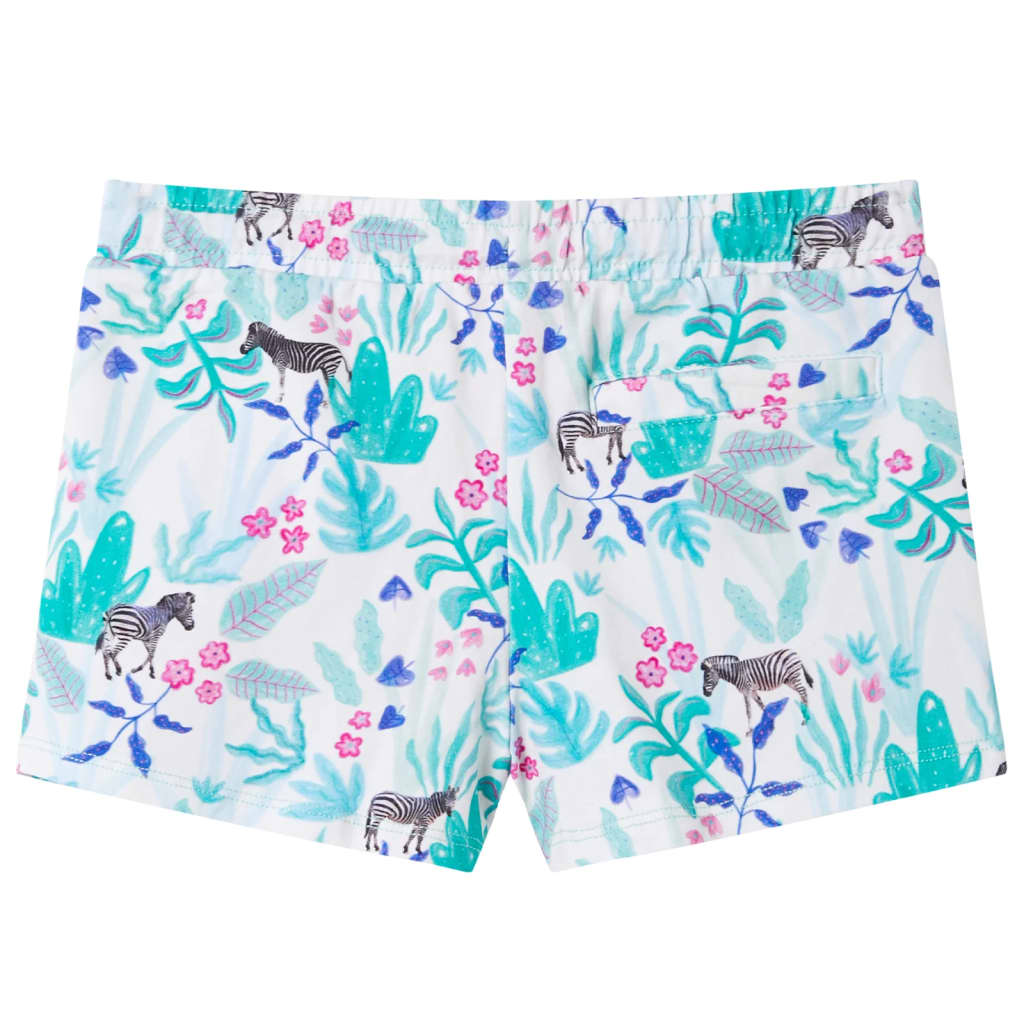 Kids' Shorts with Drawstring Ecru and Dark Mint 92