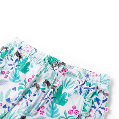 Kids' Shorts with Drawstring Ecru and Dark Mint 92