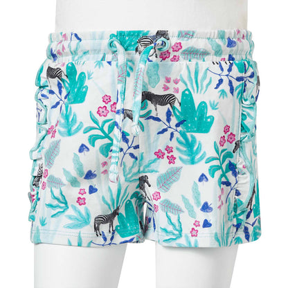 Kids' Shorts with Drawstring Ecru and Dark Mint 92