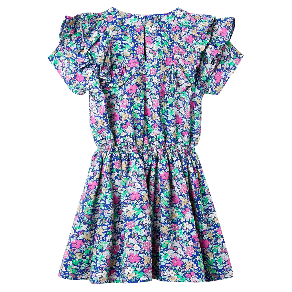 Kids' Dress with Ruffle Sleeves Cobalt Blue 116