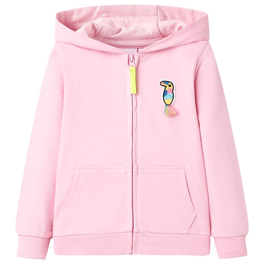 Kids' Hooded Sweatshirt with Zip Bright Pink 116