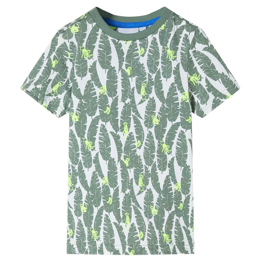 Kids' T-shirt Ecru and Dark Ivy 128