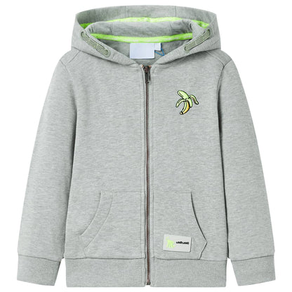 Kids' Hooded Sweatshirt with Zip Light Khaki Melange 92