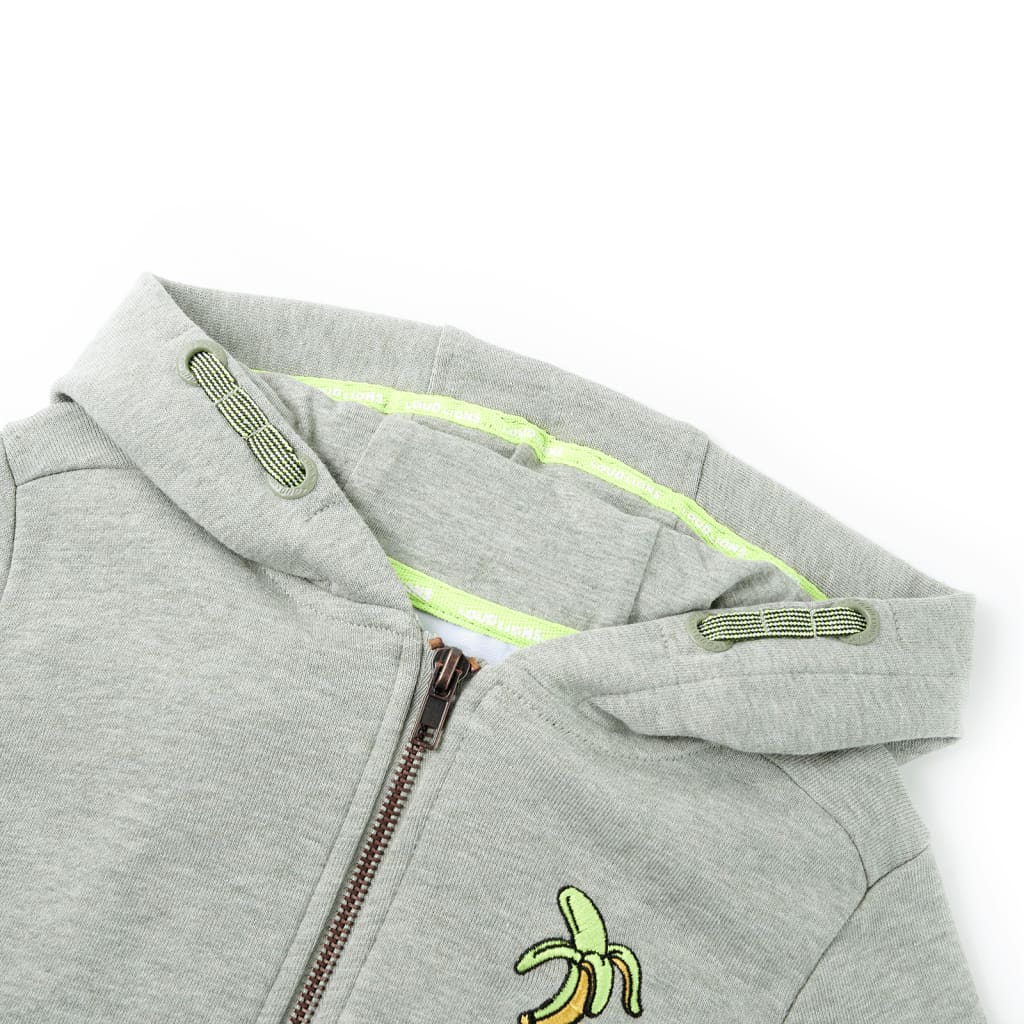 Kids' Hooded Sweatshirt with Zip Light Khaki Melange 104