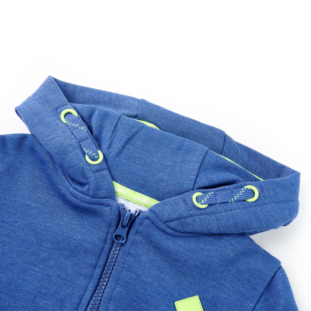 Kids' Hooded Sweatshirt with Zip Blue Melange 116