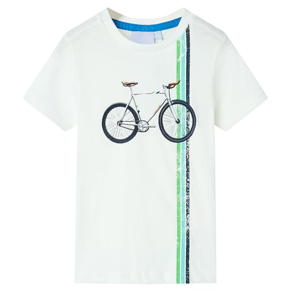 Kids' T-shirt with Short Sleeves Ecru 128