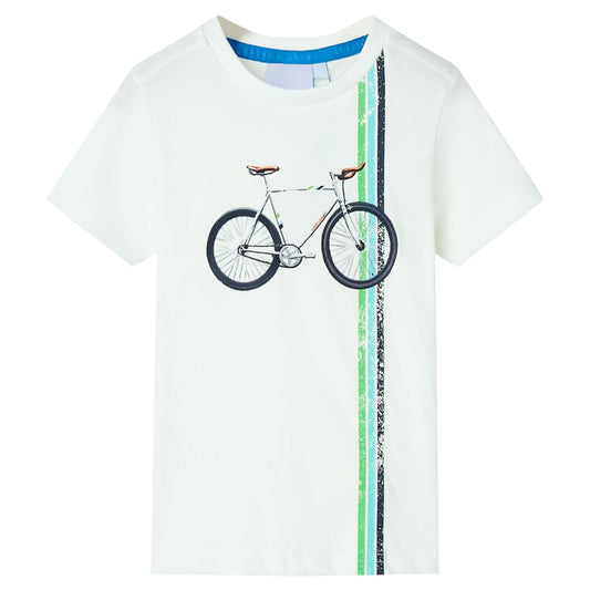 Kids' T-shirt with Short Sleeves Ecru 128