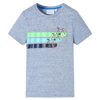 Kids' T-shirt with Short Sleeves Blue Melange 92