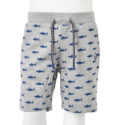 Kids' Shorts with Drawstring Light Grey Melange 128