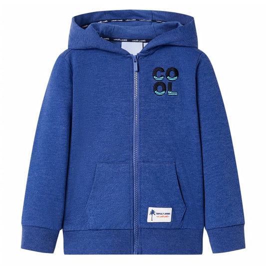 Kids' Hooded Sweatshirt with Zip Dark Blue Melange 92