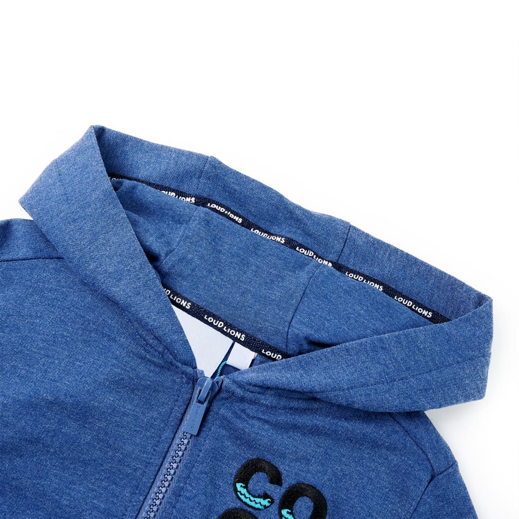 Kids' Hooded Sweatshirt with Zip Dark Blue Melange 92