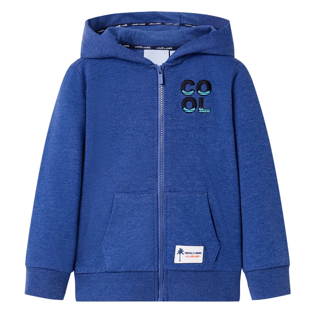 Kids' Hooded Sweatshirt with Zip Dark Blue Melange 104