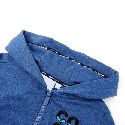 Kids' Hooded Sweatshirt with Zip Dark Blue Melange 104