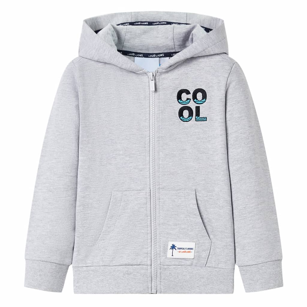 Kids' Hooded Sweatshirt with Zip Grey 140