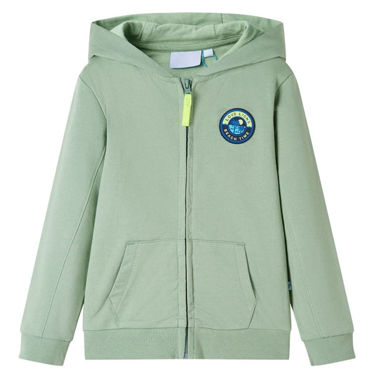 Kids' Hooded Sweatshirt with Zip Light Khaki 116