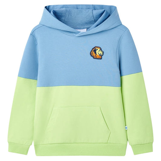 Kids' Hooded Sweatshirt Blue and Soft Yellow 92