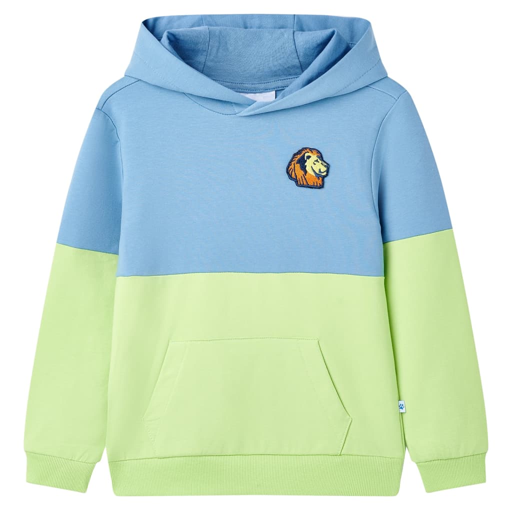 Kids' Hooded Sweatshirt Blue and Soft Yellow 128