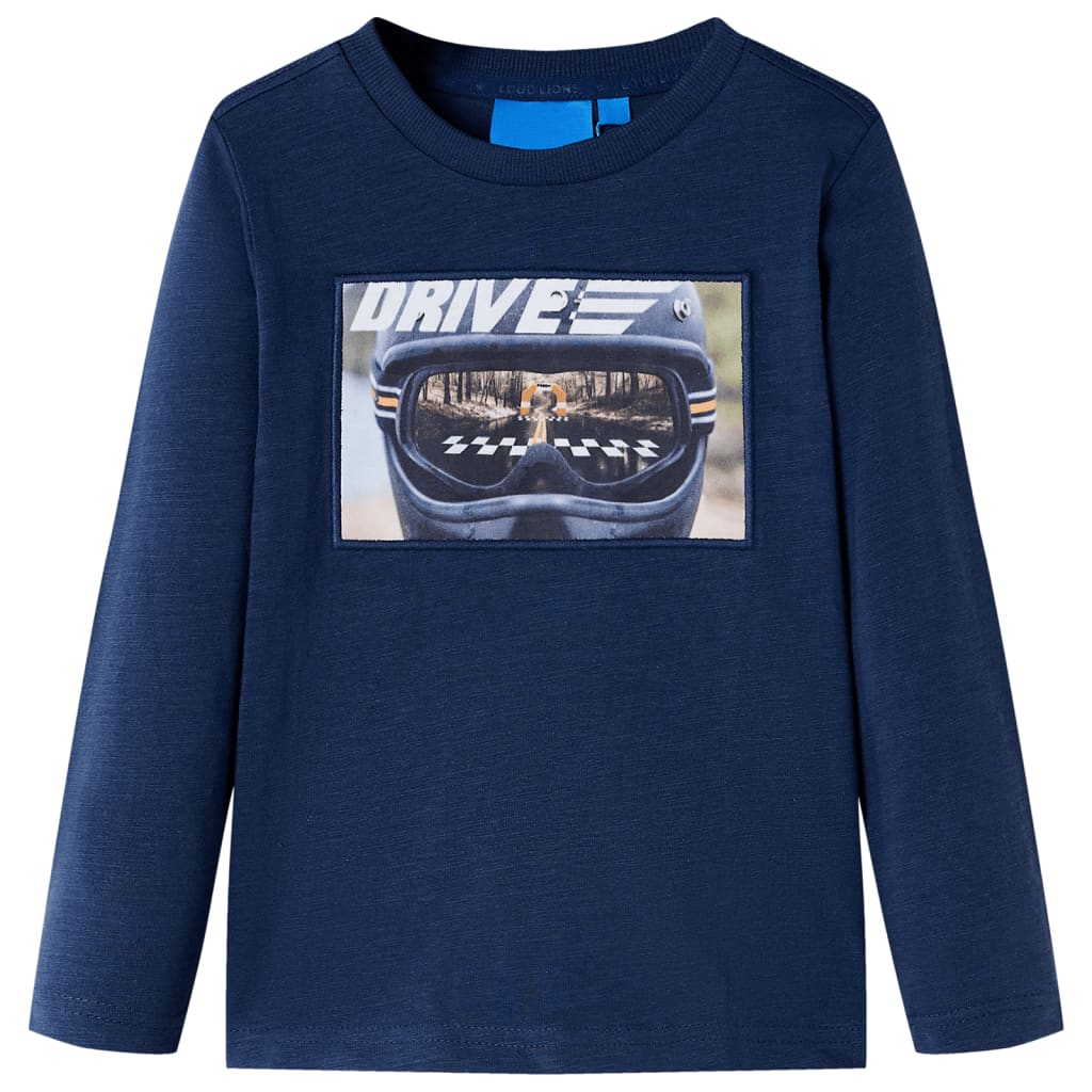 Kids' T-shirt with Long Sleeves Navy Melange 104