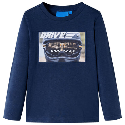 Kids' T-shirt with Long Sleeves Navy Melange 116