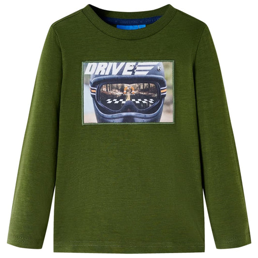 Kids' T-shirt with Long Sleeves Dark Khaki 104