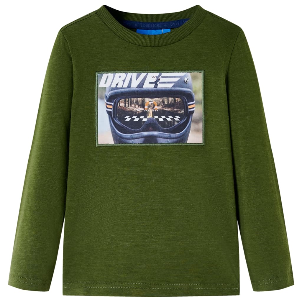 Kids' T-shirt with Long Sleeves Dark Khaki 128