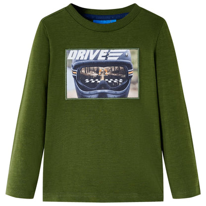 Kids' T-shirt with Long Sleeves Dark Khaki 140