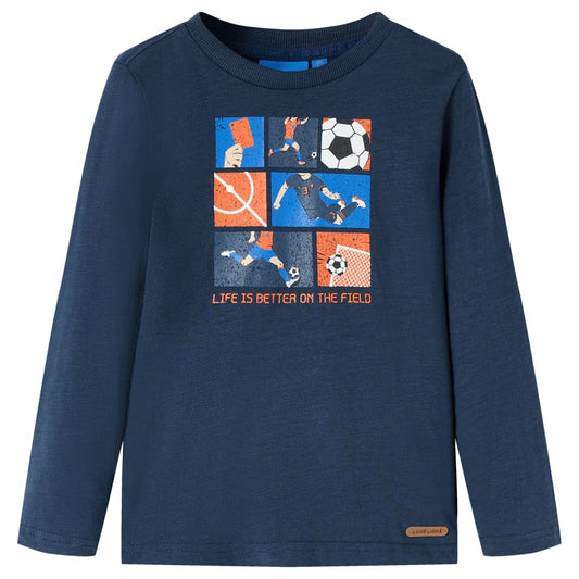 Kids' T-shirt with Long Sleeves Navy Melange 92