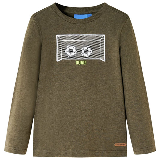 Kids' T-shirt with Long Sleeves Khaki Melange 92