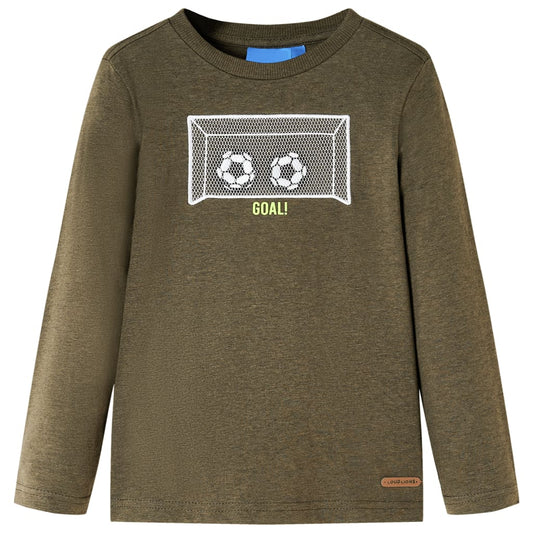 Kids' T-shirt with Long Sleeves Khaki Melange 128