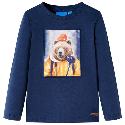 Kids' T-shirt with Long Sleeves Navy Melange 92