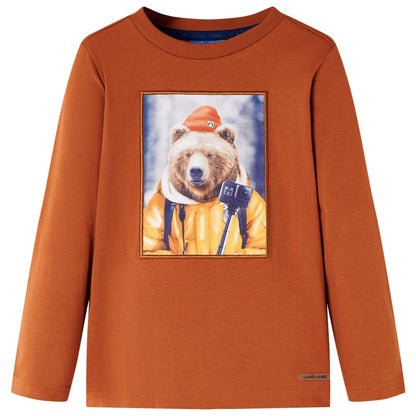 Kids' T-shirt with Long Sleeves Burnt Orange 92