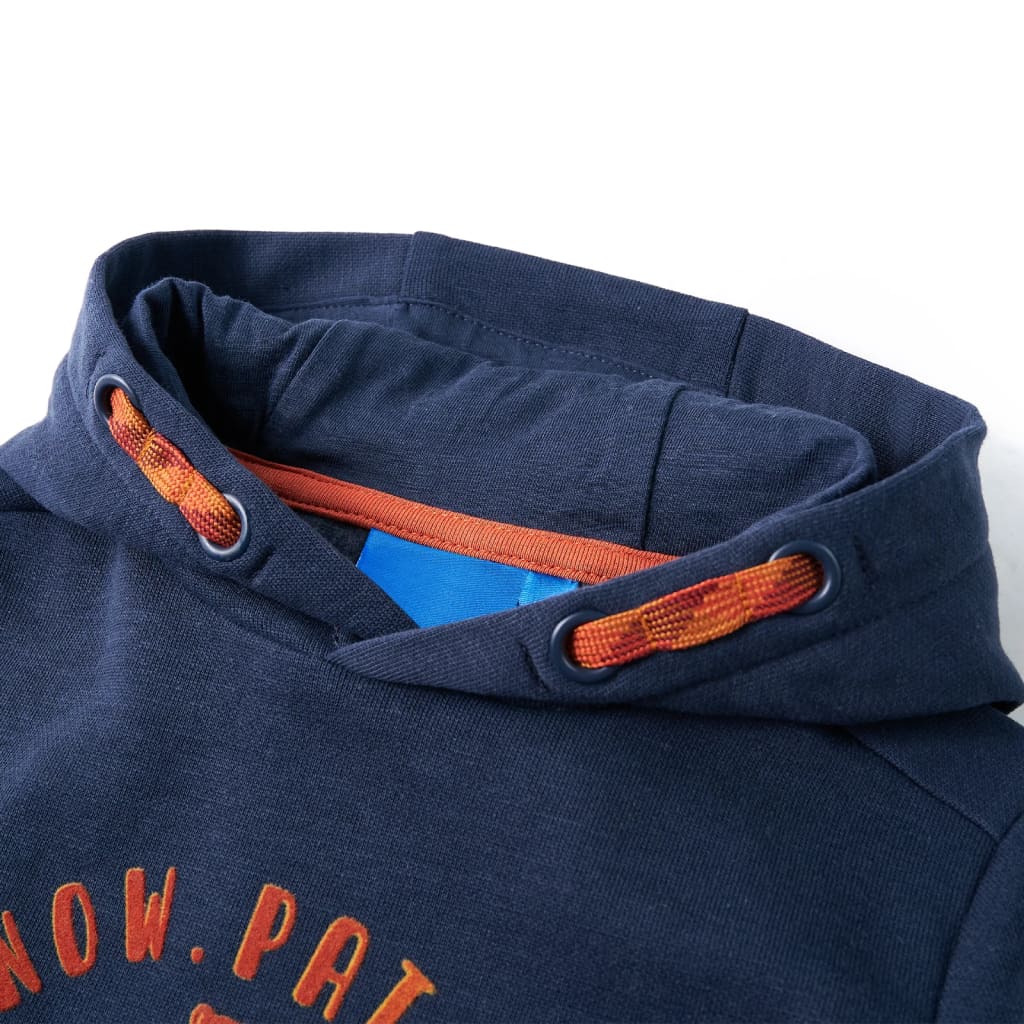 Kids' Hooded Sweatshirt Navy Melange and Orange 104