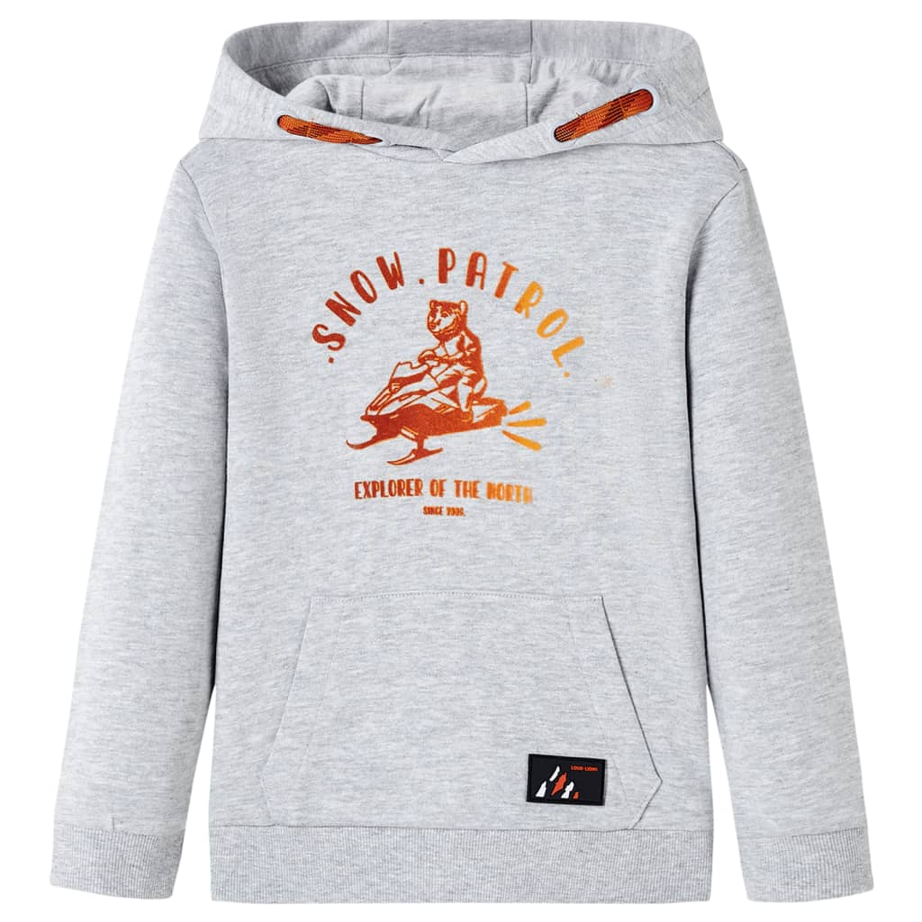 Kids' Hooded Sweatshirt Grey Melange and Orange 116