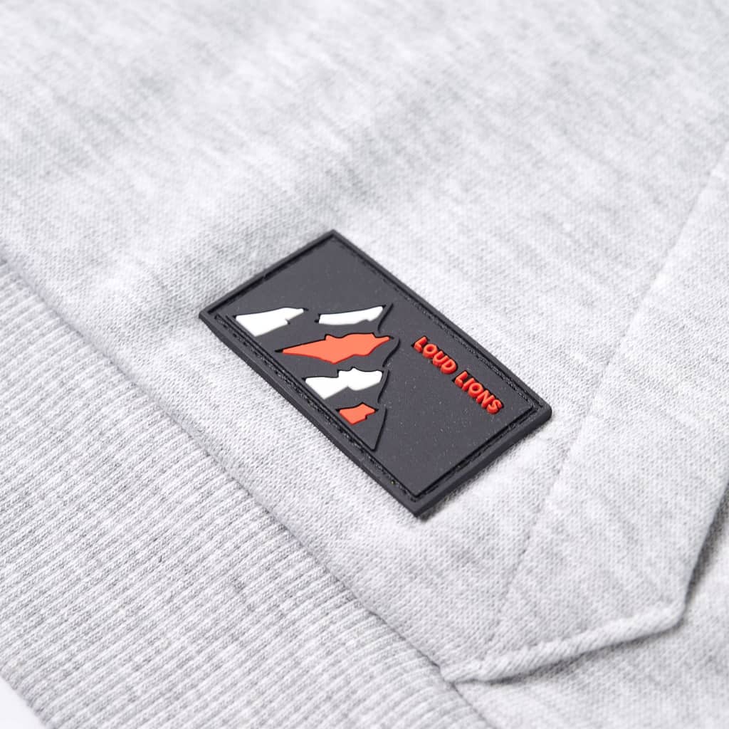 Kids' Hooded Sweatshirt Grey Melange and Orange 128