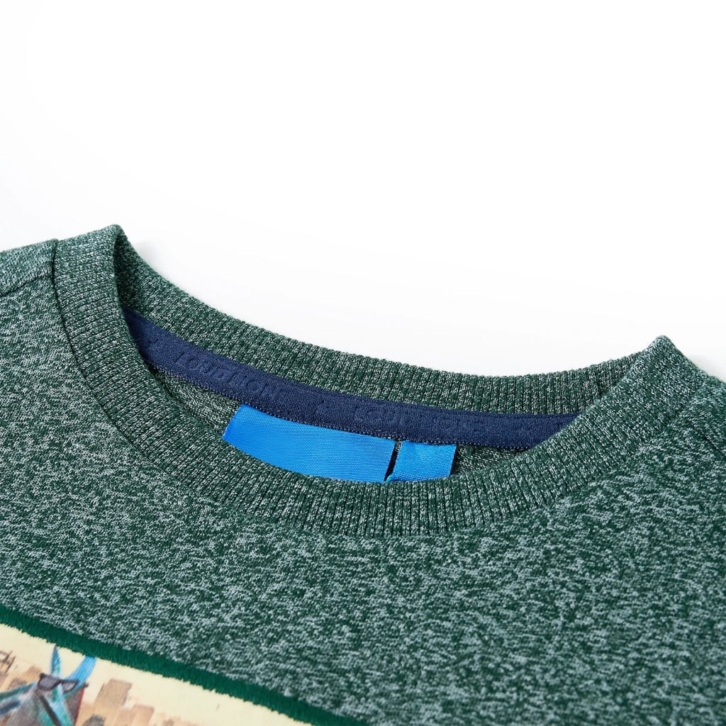 Kids' T-shirt with Long Sleeves Dark Green Melange 104