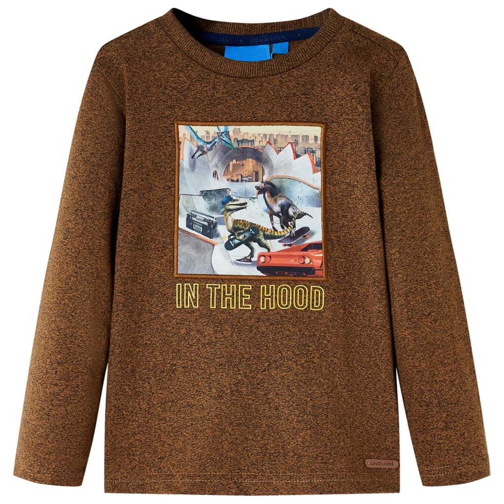 Kids' T-shirt with Long Sleeves Cognac Melange 104