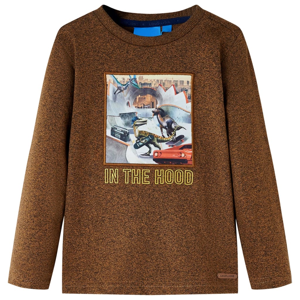 Kids' T-shirt with Long Sleeves Cognac Melange 128