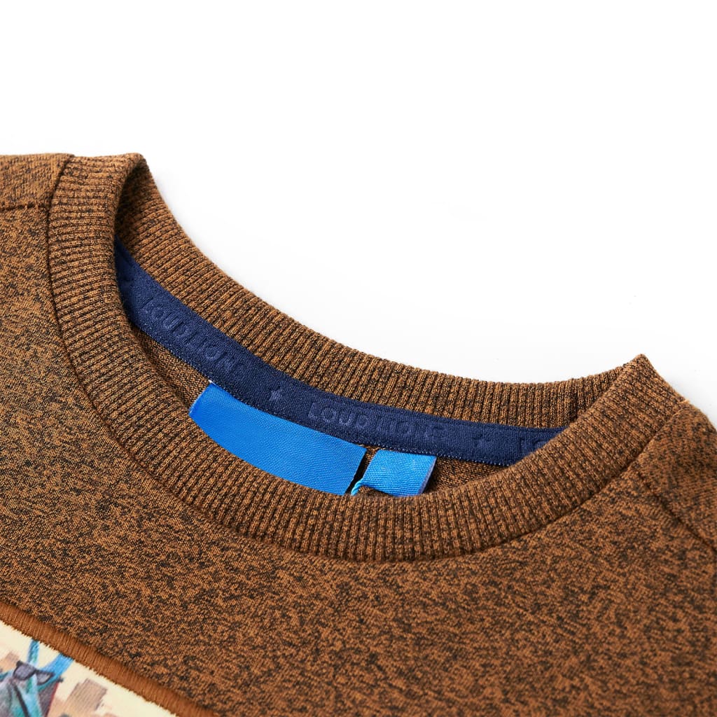 Kids' T-shirt with Long Sleeves Cognac Melange 140