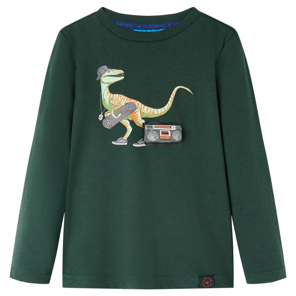 Kids' T-shirt with Long Sleeves Dark Green 92