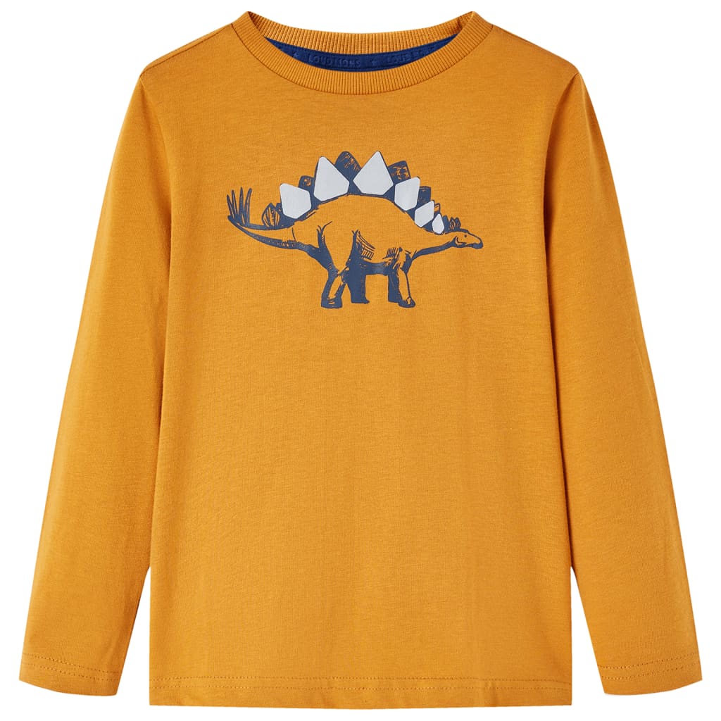 Kids' T-shirt with Long Sleeves Dark Ochre 92