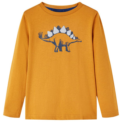 Kids' T-shirt with Long Sleeves Dark Ochre 92