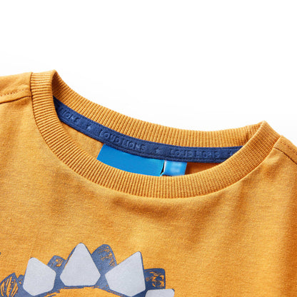 Kids' T-shirt with Long Sleeves Dark Ochre 92