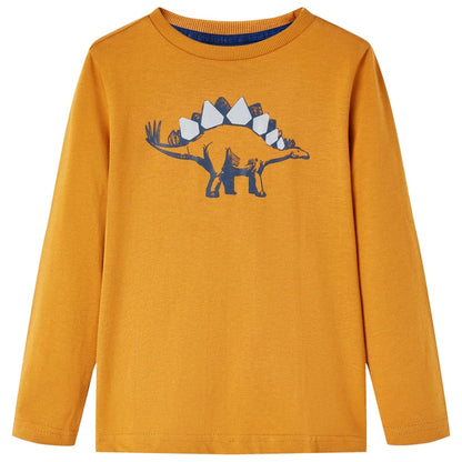 Kids' T-shirt with Long Sleeves Dark Ochre 104