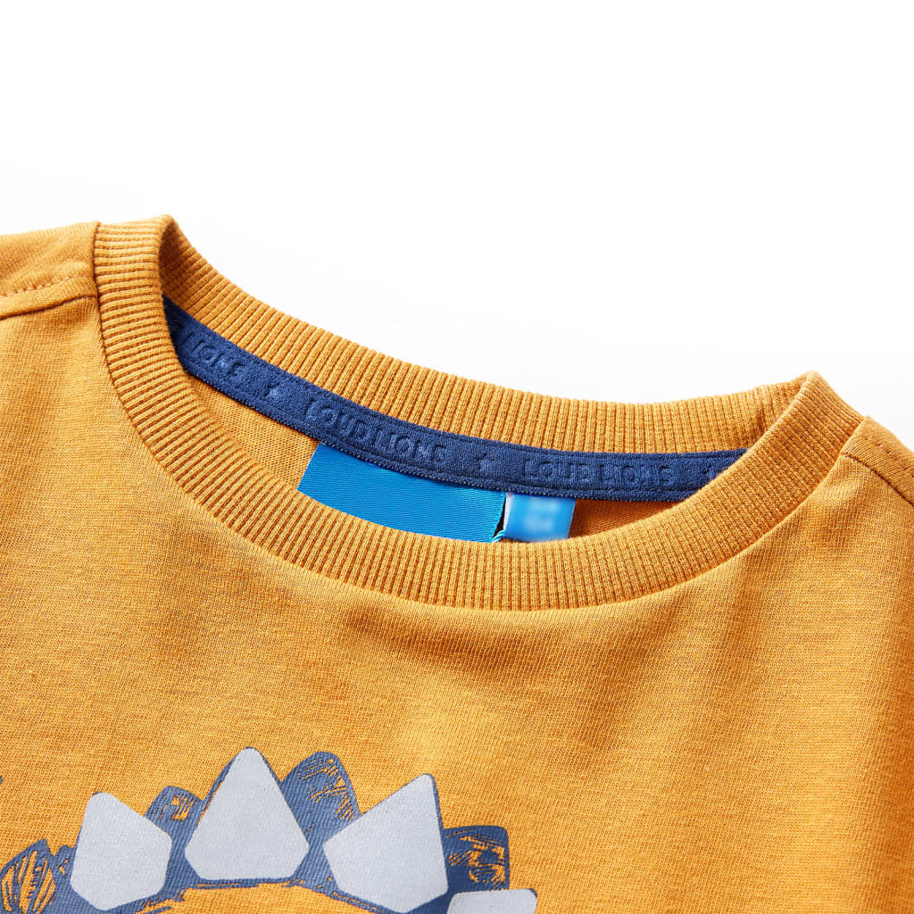 Kids' T-shirt with Long Sleeves Dark Ochre 116