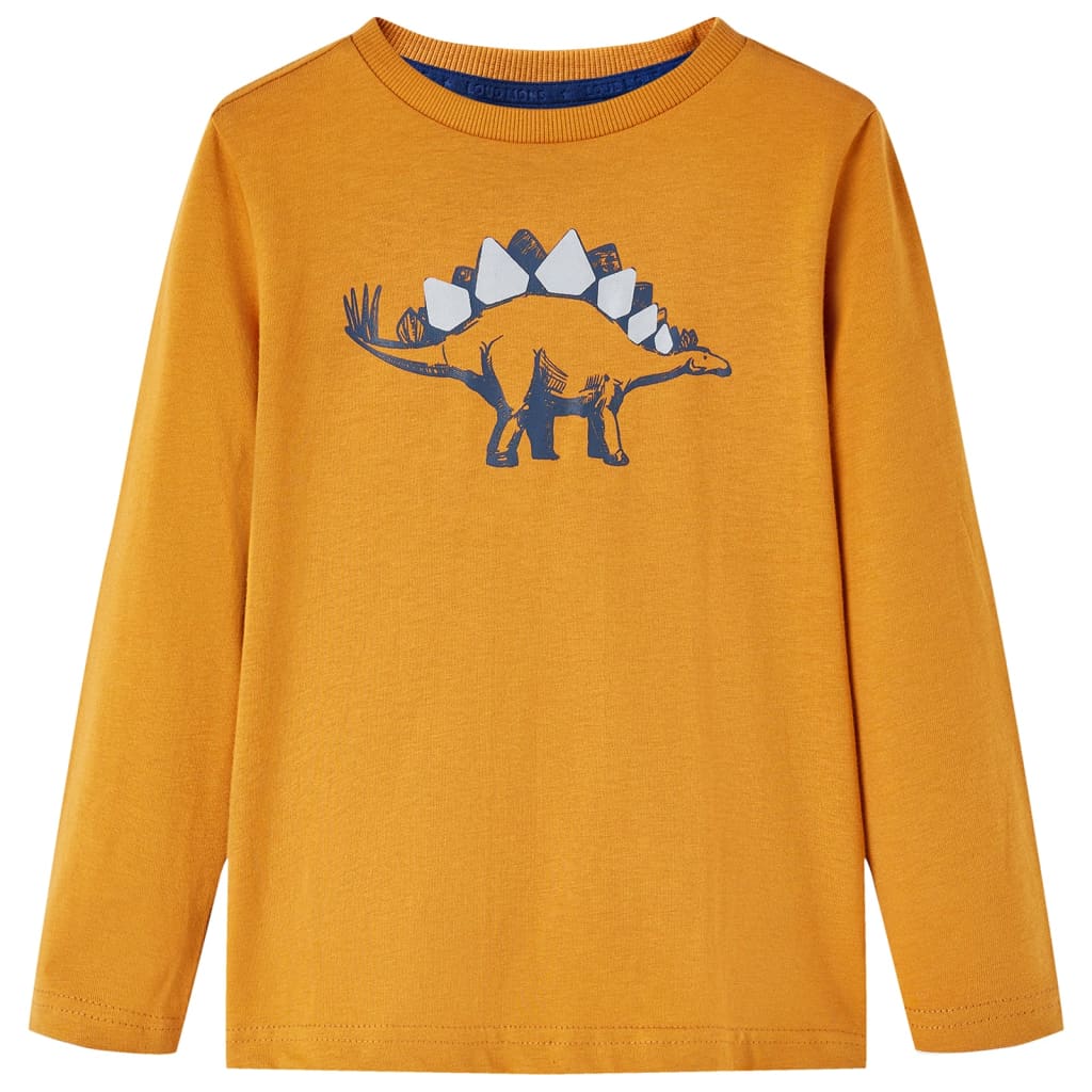 Kids' T-shirt with Long Sleeves Dark Ochre 140