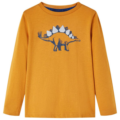 Kids' T-shirt with Long Sleeves Dark Ochre 140