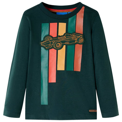 Kids' T-shirt with Long Sleeves Dark Green 92