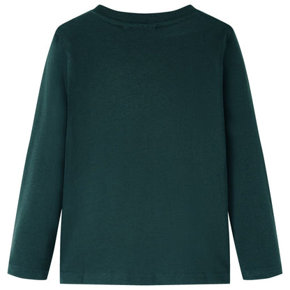 Kids' T-shirt with Long Sleeves Dark Green 92